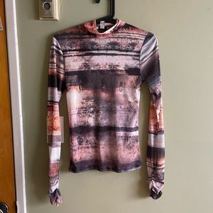 Topshop, mesh, mock neck shirt!